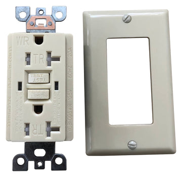 Genmax TRWR20VST GFCI Tamper & Weather Resistant Self-Test Receptacle, 20 A, Ivory
