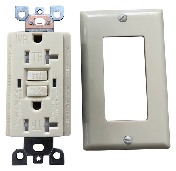 Genmax TRWR20VST GFCI Tamper & Weather Resistant Self-Test Receptacle, 20 A, Ivory