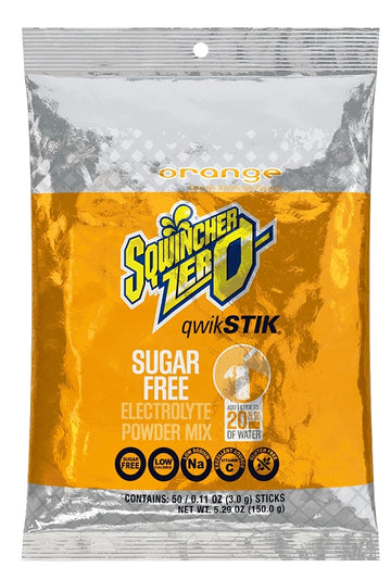 Sqwincher Qwik Stik ZERO Series 159060100 Drink Mix, Sugar-Free, Powder, Orange Flavor, 0.11 oz Stick