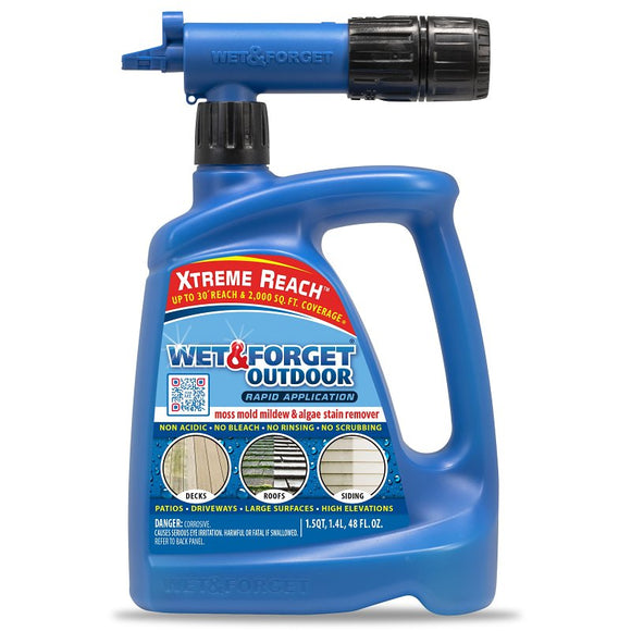 Wet & Forget 807048 Mold and Mildew Stain Remover, 48 oz, Liquid, Clear Yellow