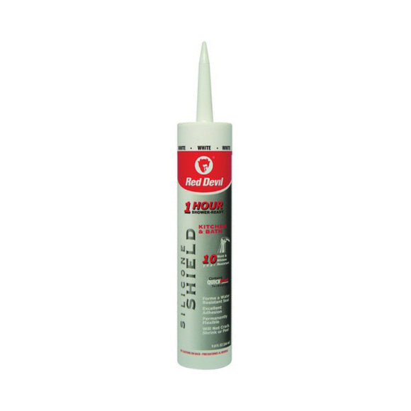 Red Devil 1 hr Shower 0816KB Sealant, White, 24 hr Curing, 10 to 100 deg F, 9 fl-oz Cartridge
