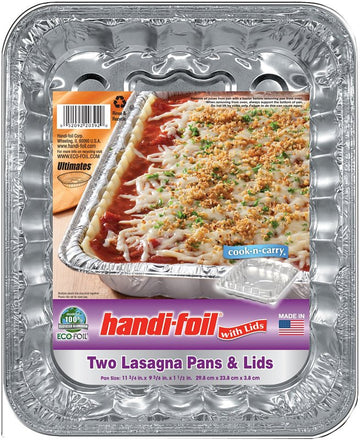 Handi-Foil Cook-n-Carry 20392-10 Lasagna Pan with Plastic Lid, 11-3/4 in OAL, Aluminum