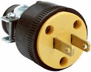 RUBBER CONN BLK 2W 2P 15A 125V