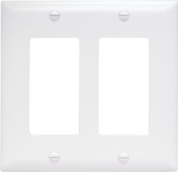 Legrand TradeMaster TP TP262-W Wallplate, 4.687 in L, 4-3/4 in W, 2 -Gang, Nylon, White, Matte