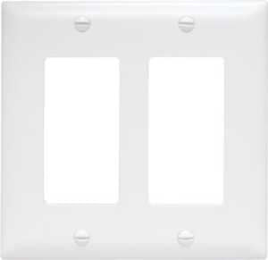 WALL PLATE 2GNG 2DECO NYLN WHT