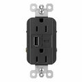 RCPTCL GFCI/USB A/C TR BLK 15A