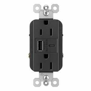 RCPTCL GFCI/USB A/C TR BLK 15A