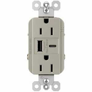 RCPTCL GFCI/USB A/C TR NIC 15A