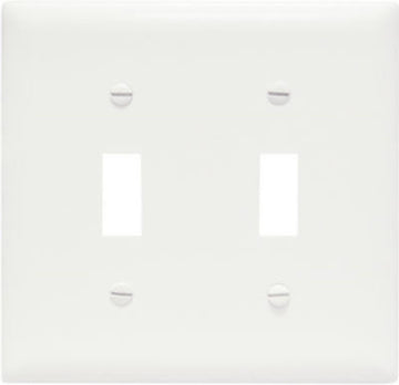 Legrand TP2WCC30 Switch Wallplate, 4.68 in L, 4-3/4 in W, 2 -Gang, Nylon, White, Smooth