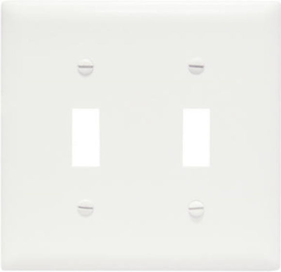 Legrand TP2WCC30 Switch Wallplate, 4.68 in L, 4-3/4 in W, 2 -Gang, Nylon, White, Smooth