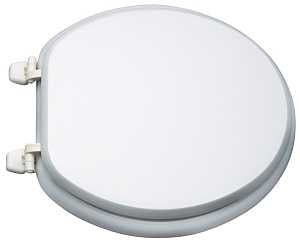 TOILET SEAT RND WOOD WHITE    
