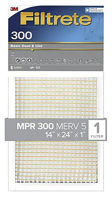 Filtrete 323DC-4 Air Filter, 24 in L, 14 in W, 5 MERV, 300 MPR, For: Air Conditioner, Furnace and HVAC System
