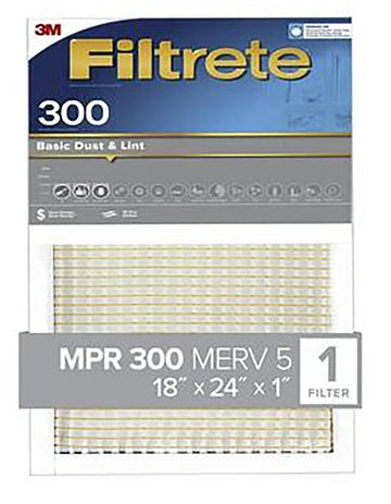 Filtrete 321-4 Air Filter, 24 in L, 18 in W, 5 MERV, 300 MPR