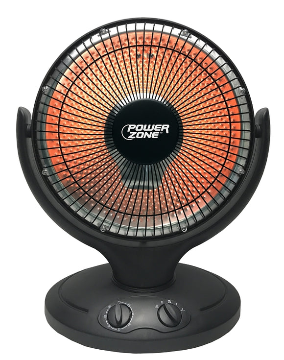 PowerZone QGW08-608 Parabolic Heater, 6.7 A, 120 V, 400, 800 W, 2-Heating Stage, Black
