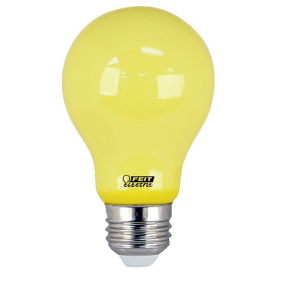 Feit Electric A19/BUG/LED LED Bug Light, General-Purpose, A19 Lamp, E26 Medium Lamp Base, Non-Dimmable, Yellow, Yellow