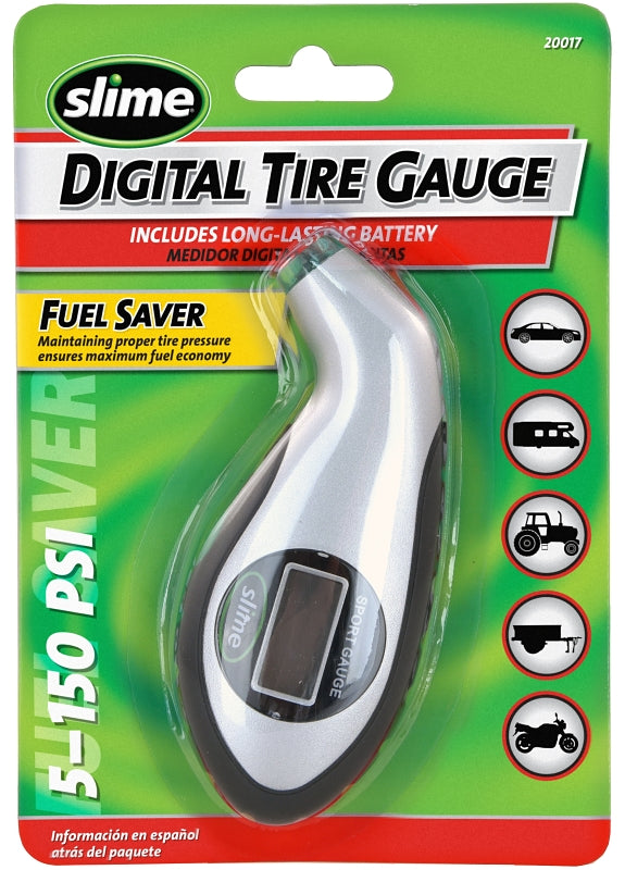 Slime 20017 Sport Tire Gauge, 5 to 150 psi, Plastic Gauge Case
