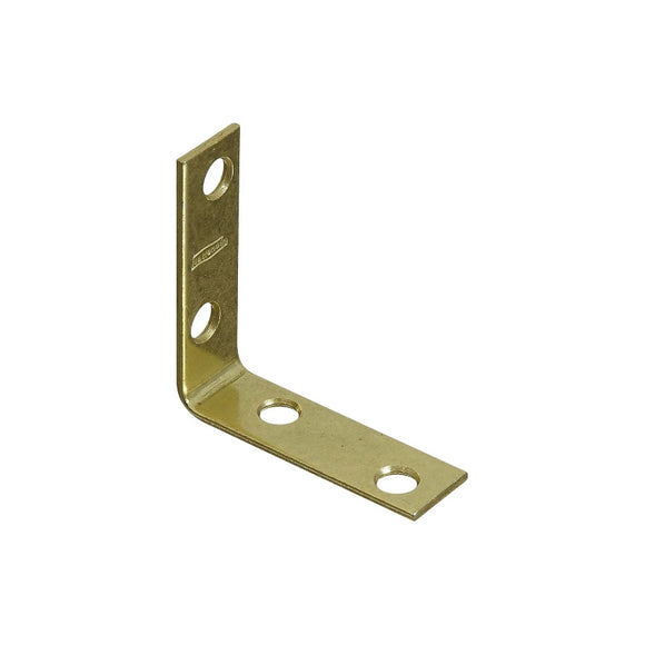 National Hardware V115 Series N190-835 Corner Brace, 2 in L, 5/8 in W, 2 in H, Steel, Brass, 0.08 in Thick Material