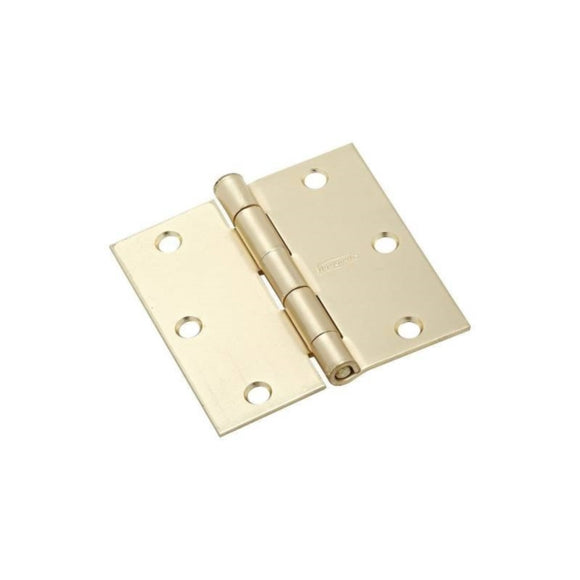 National Hardware N830-332 Square Corner Door Hinge, 0.272 in H Door Leaf, 0.08 in Thick Door Leaf, Steel, Satin Brass